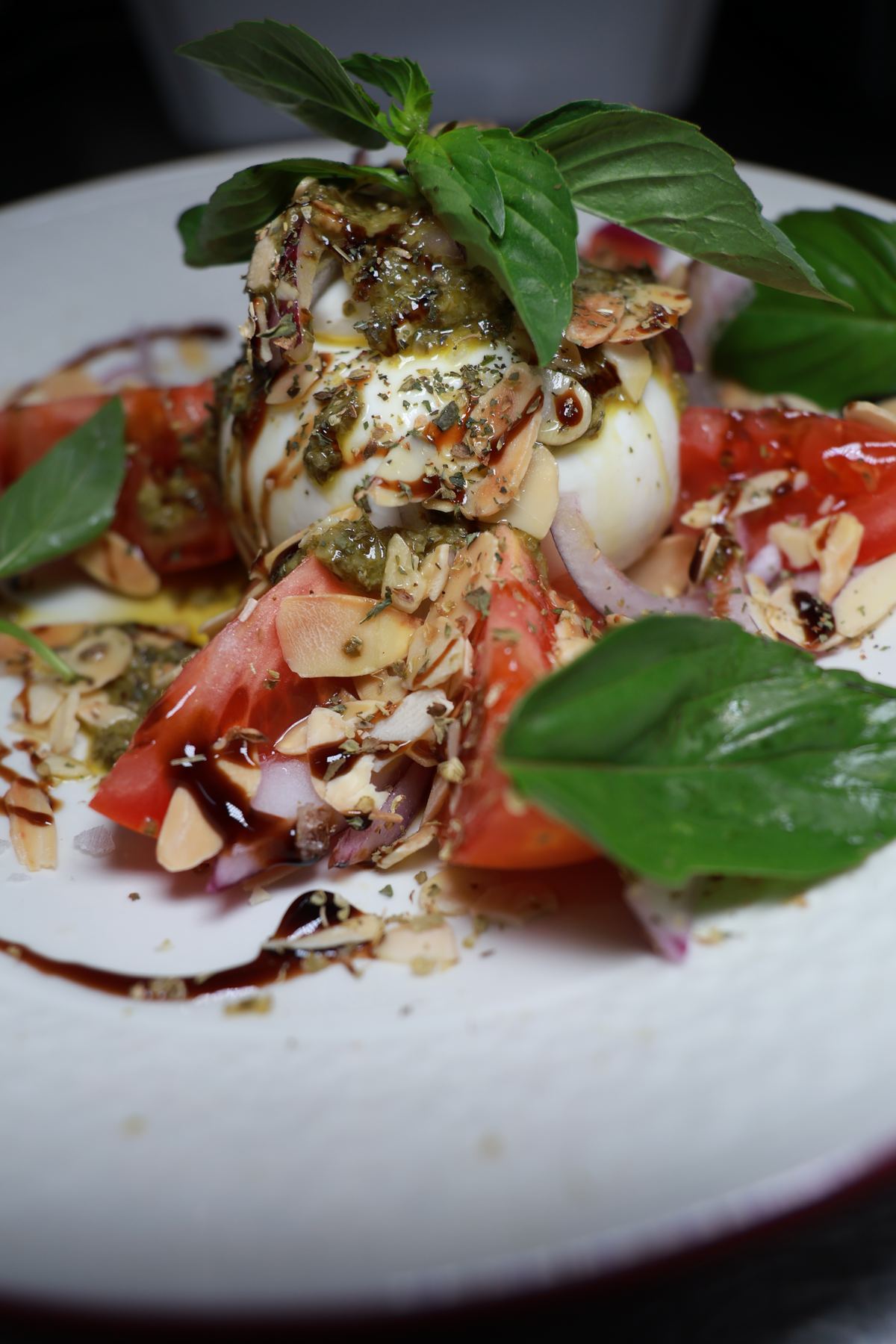 Burrata with tomato and basil
