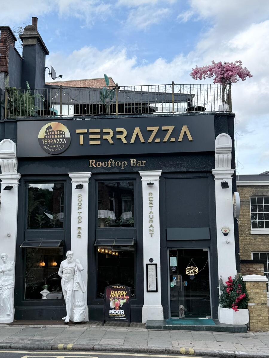 Terrazza restaurant and rooftop bar on Haverstock Hill