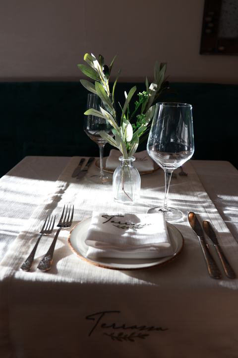 Afternoon light on a set table