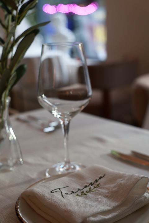 Wine glasses ready for service