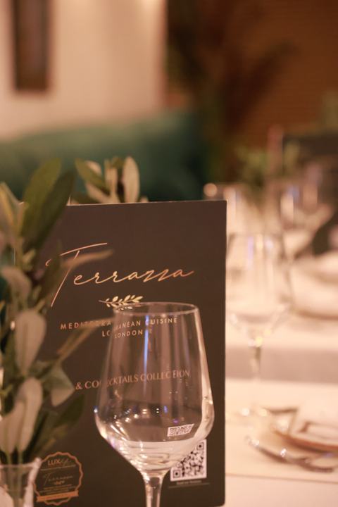 Our menu at the table
