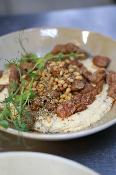 Lamb on hummus